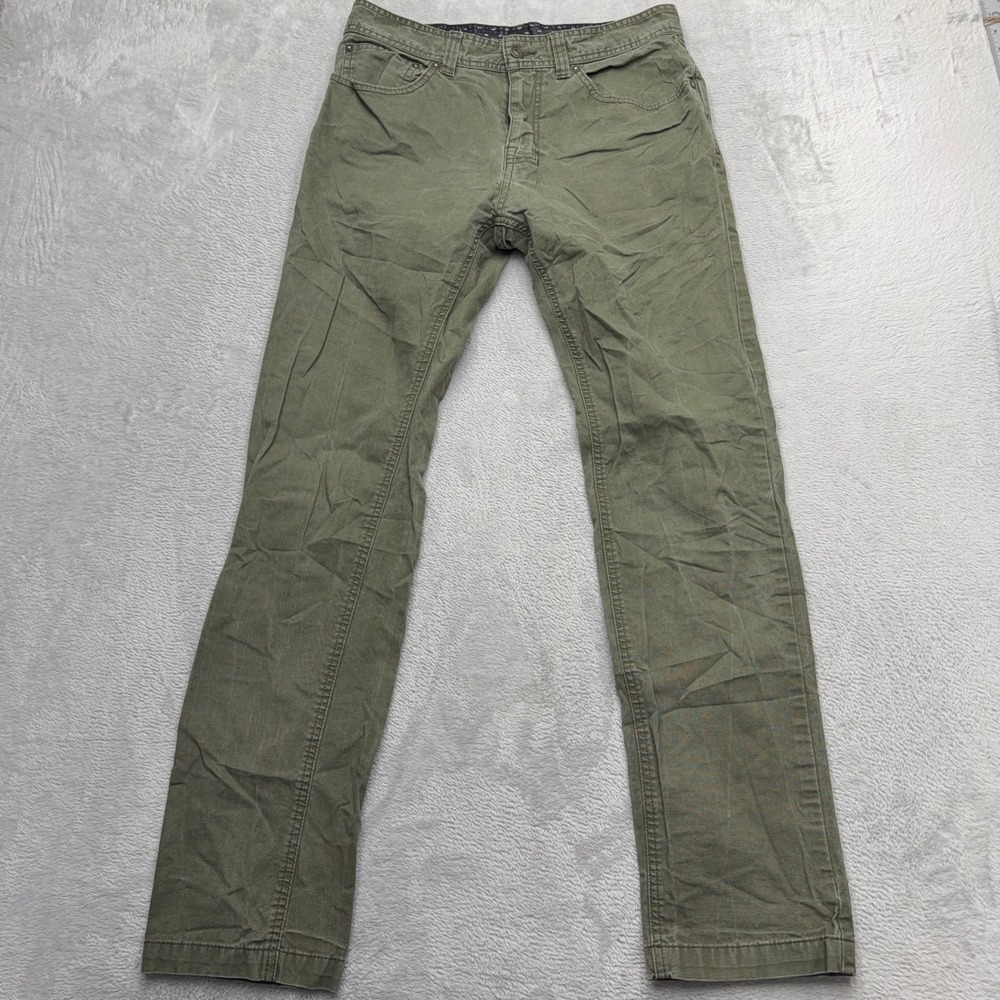 Prana Pants Mens 32x32 Olive Green Slim Fit Outdoor Hiking Casual Utility